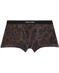 Tom Ford Brown Cotton Leopard Boxer Briefs Dark