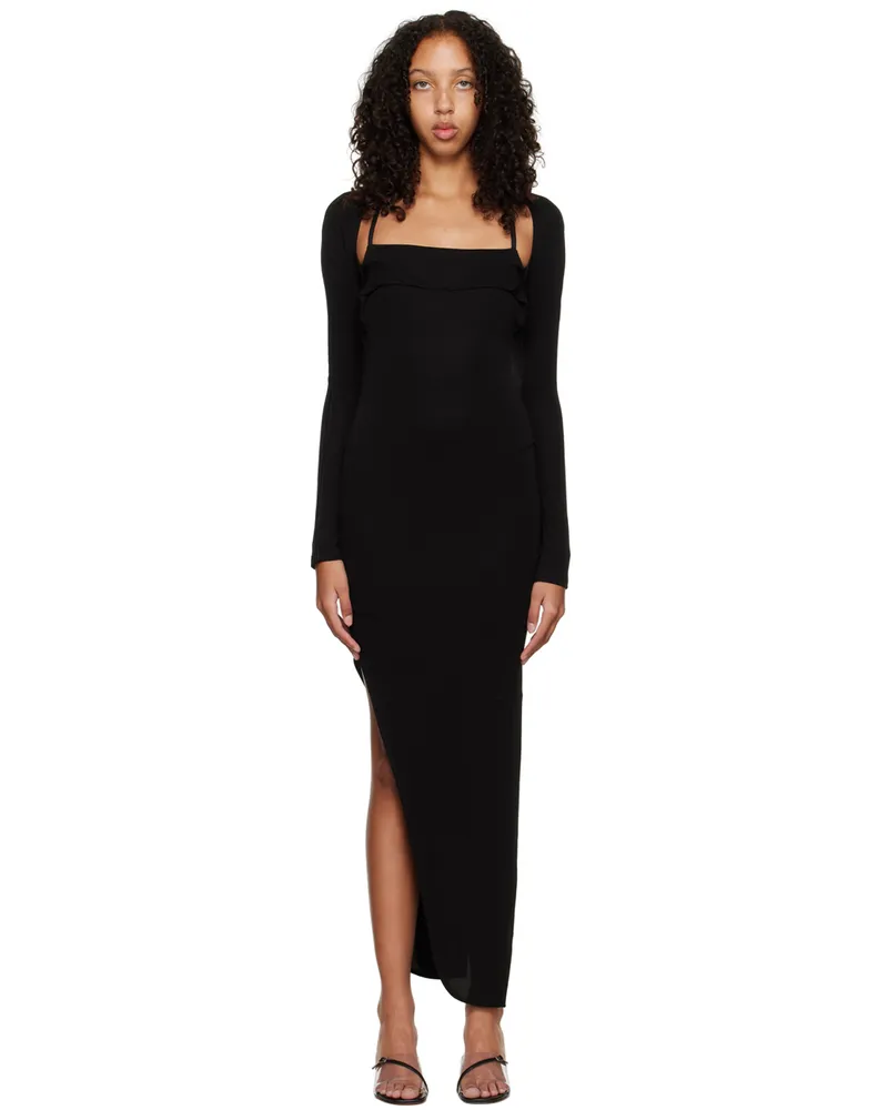 Helmut Lang Black Cutout Midi Dress 001