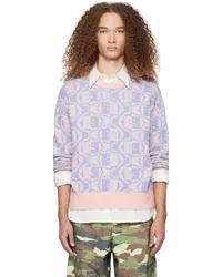 Acne Studios Pink & Blue Jacquard Sweater Dlg