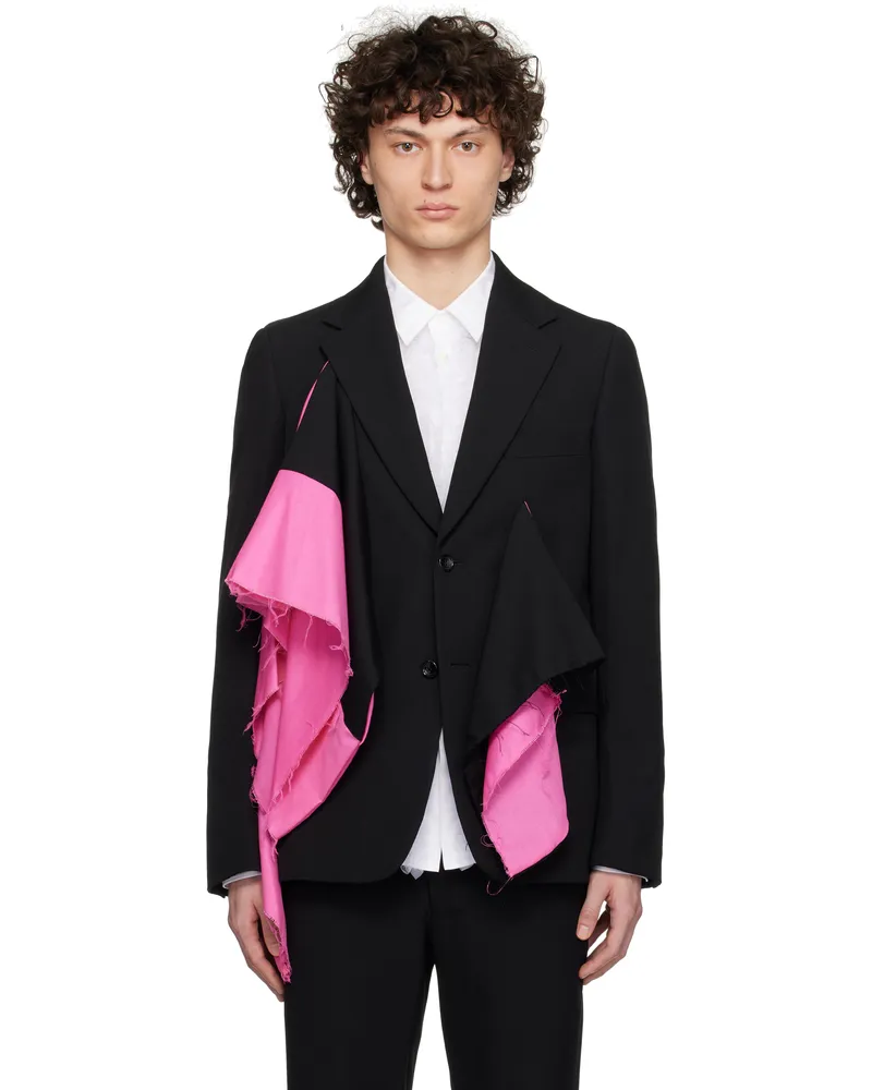Comme des Garçons Black & Pink Gabardine Medium Blazer Black