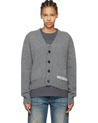 WE 11 DONE Gray Patch Pocket Cardigan Charcoal