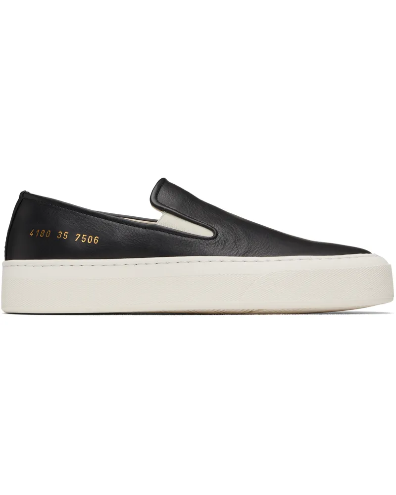 Common Projects Black Leather Slip-on Sneakers 7506
