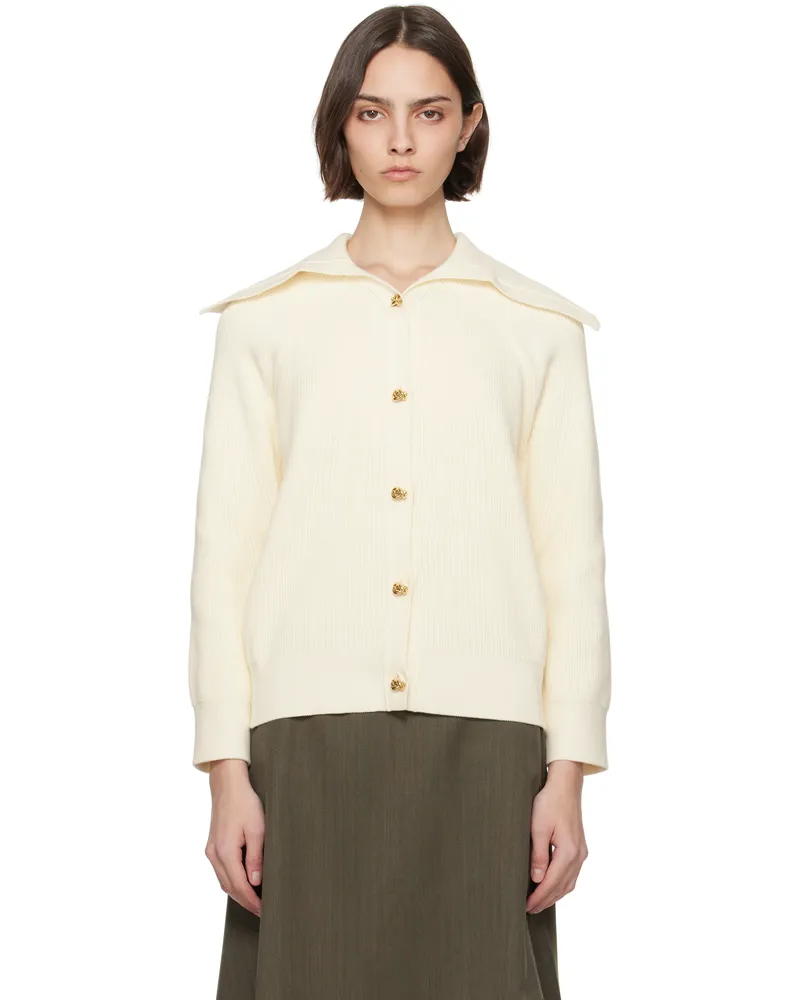 Bottega Veneta Off-White Cotton Rib Cardigan 9071