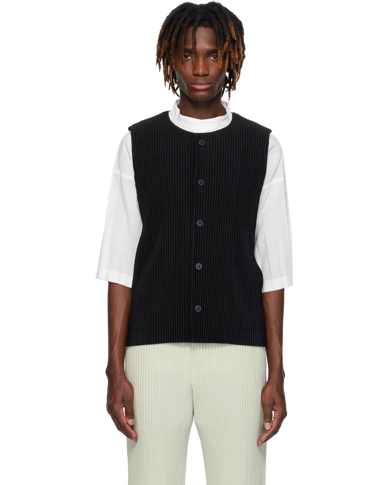 Issey Miyake Black Tailored Pleats 1 Vest 15-black