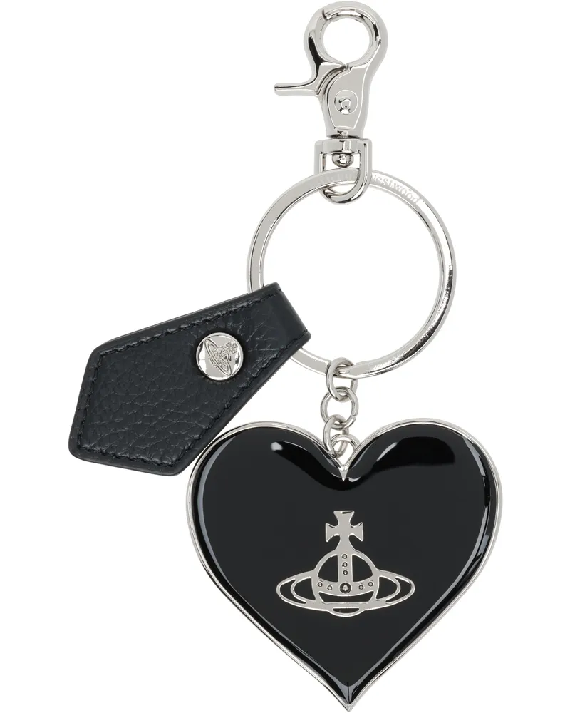 Vivienne Westwood Black Mirror Heart Orb Keychain Aw24-black
