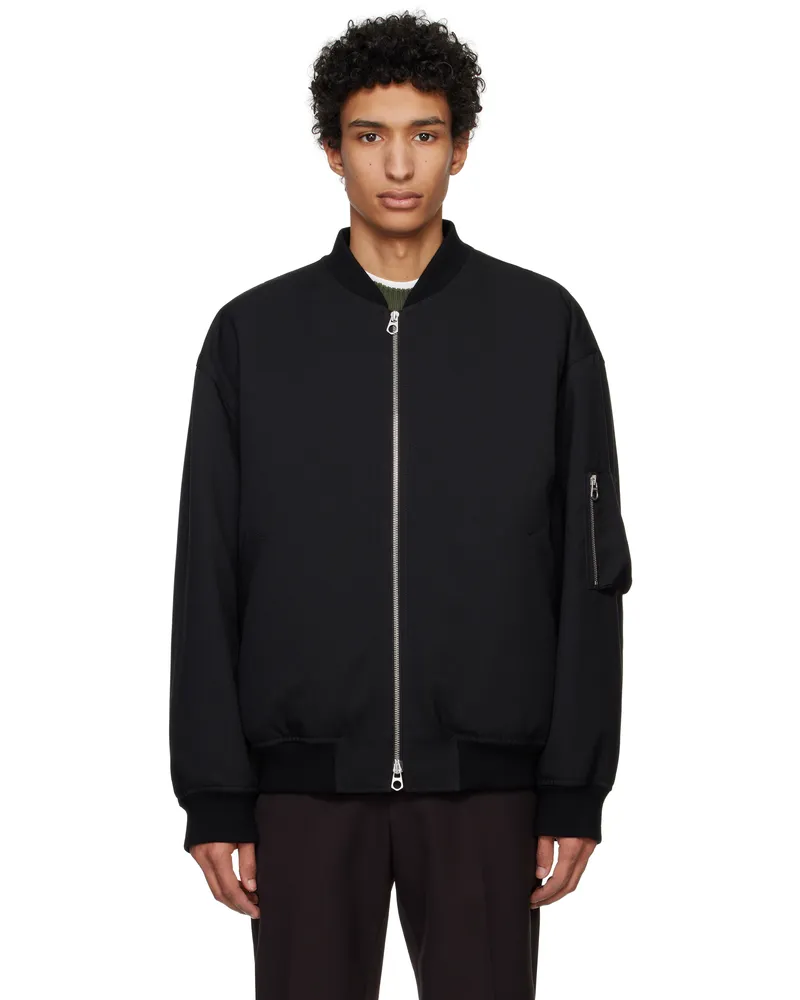 Jil Sander Black Padded Bomber Jacket 001