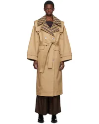 Ganni Brown Oversized Trench Coat Tiger's