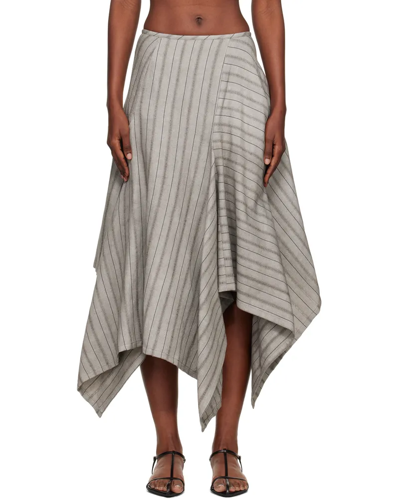 Yohji Yamamoto Gray Asymmetric Midi Skirt 1