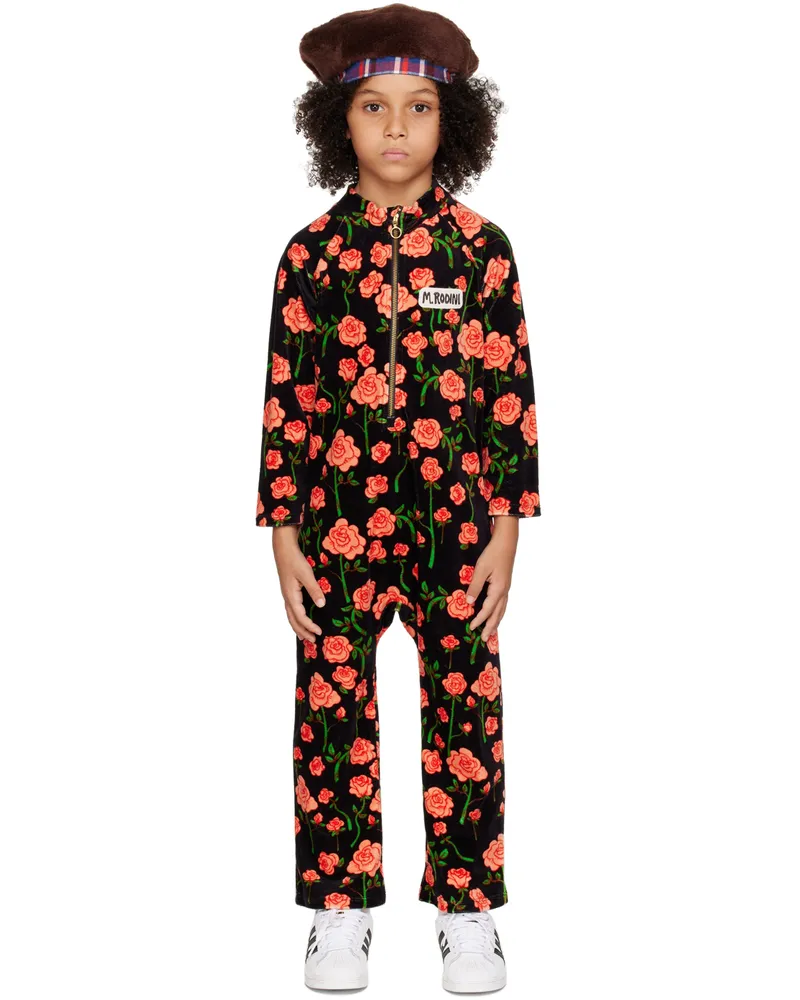 Mini Rodini Kids Black Roses Jumpsuit Black