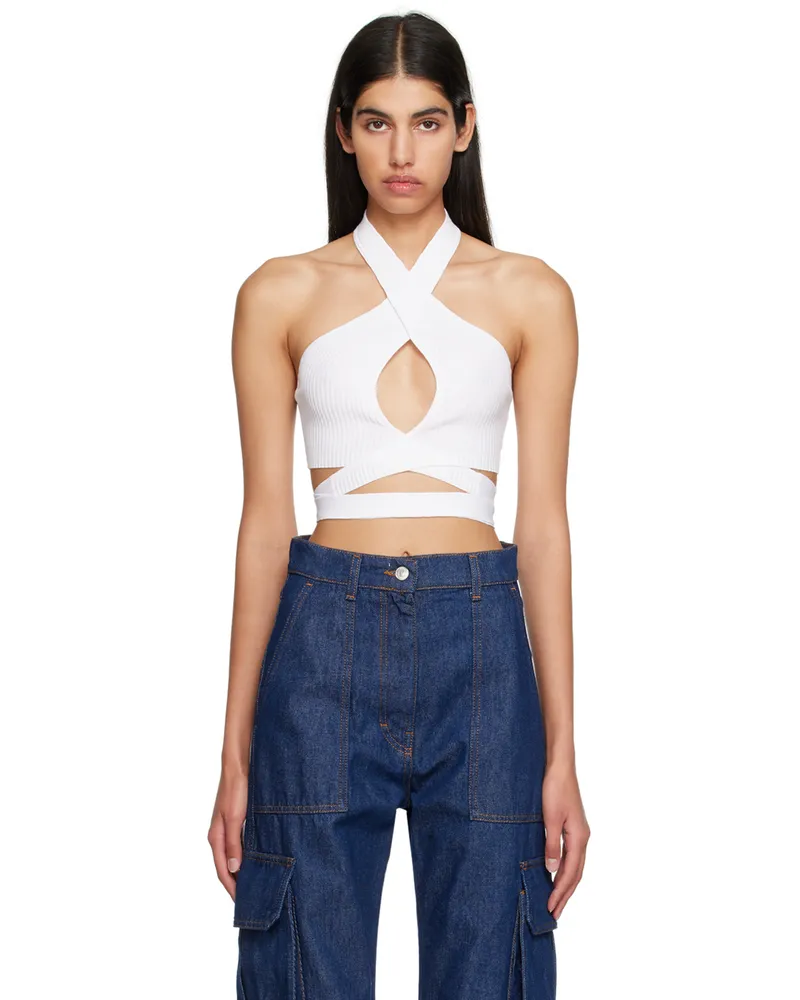 MSGM White Wrap Tank Top 1