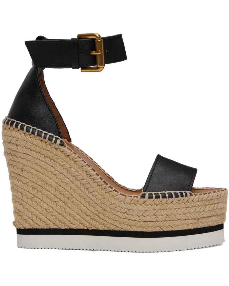 See by Chloé Black Glyn Espadrille Wedges 001