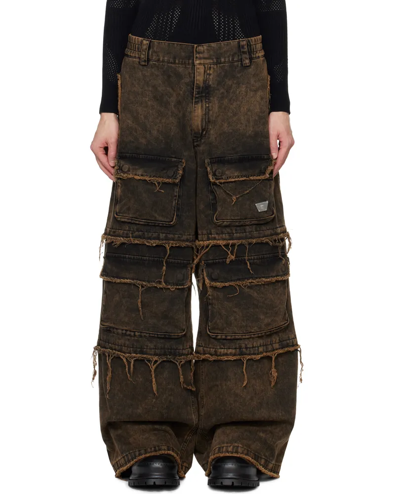 MISBHV Brown Ibiza Oversize Denim Cargo Pants Acid