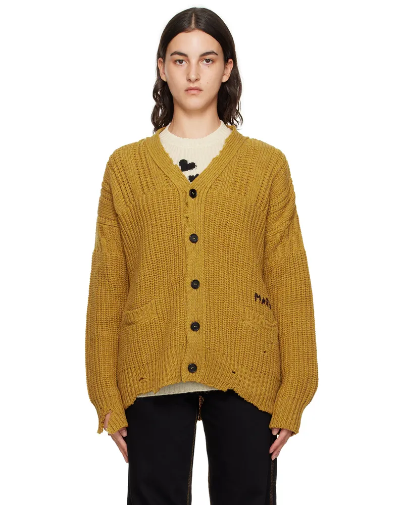 Marni Yellow Raw Edge Cardigan 00y56
