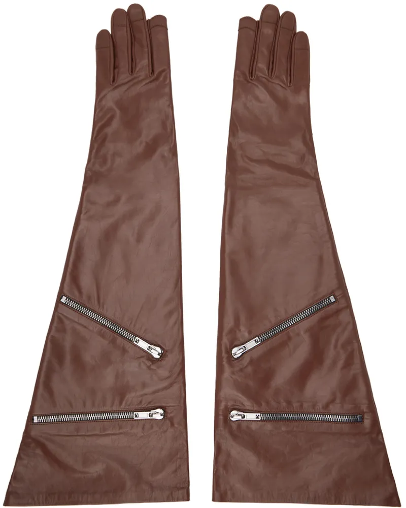 Rick Owens Brown Porterville Gauntlets Gloves 93