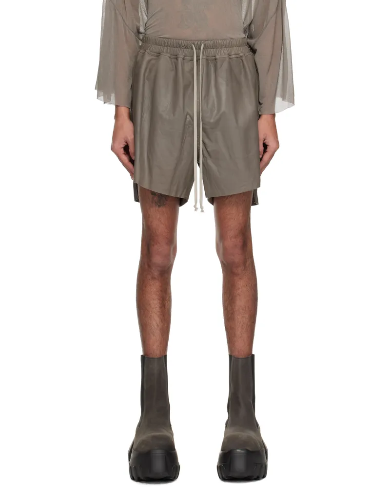Rick Owens Gray Hollywood Boxers Leather Shorts 34