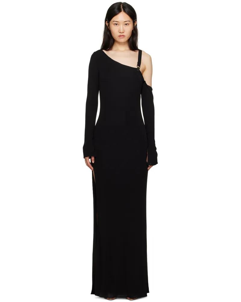 Tom Ford Black Asymmetric Maxi Dress Lb999