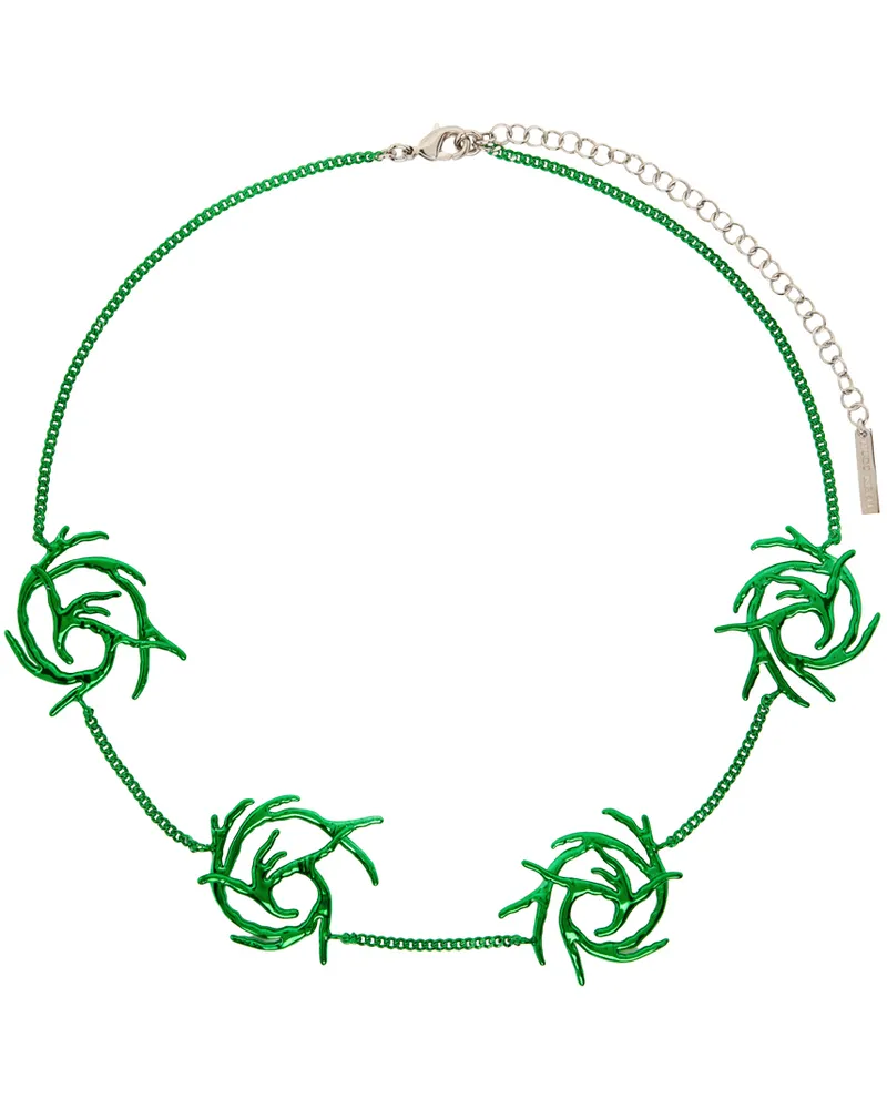 Hugo Kreit SSENSE Exclusive Green Mini Coral Twist Necklace Frog