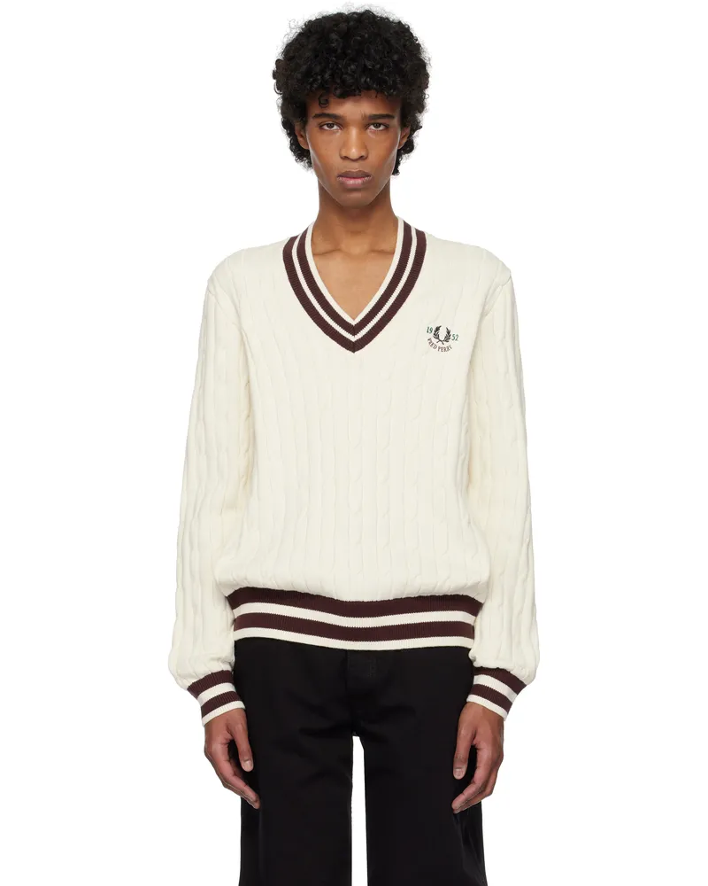Fred Perry Off-White Cable Knit Tennis Sweater 560