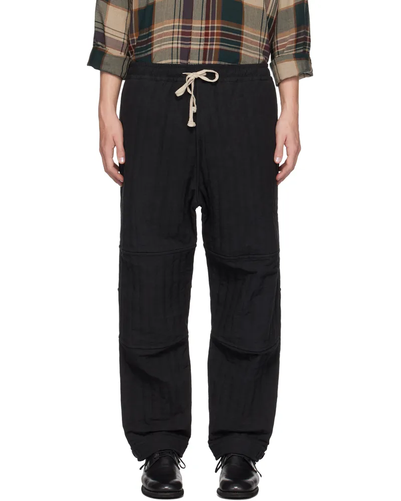 Jan-Jan Van Essche Black O-Project Dense Twill Wide Knee Trousers Black