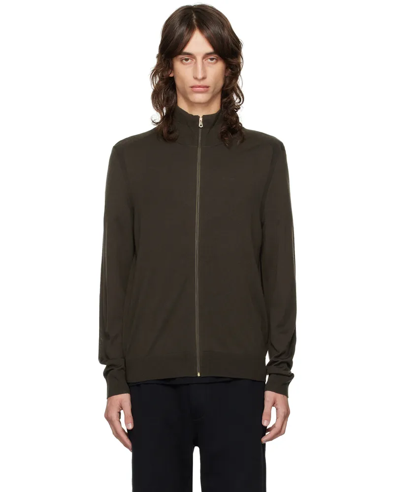 Paul Smith Khaki Zip Through Cardigan 35