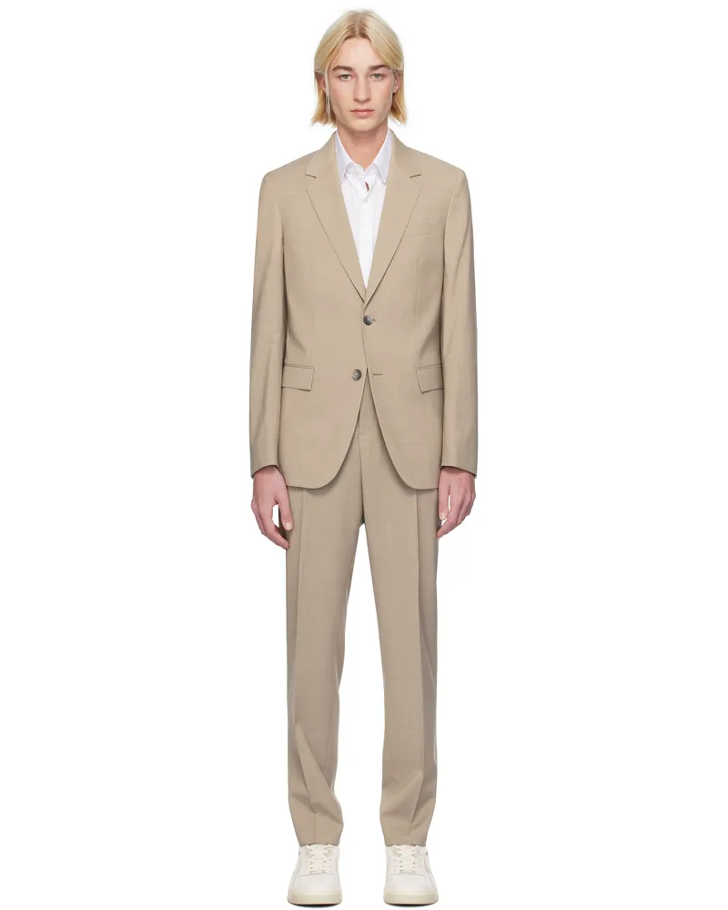HUGO BOSS Beige Slim-Fit Suit 275-Light