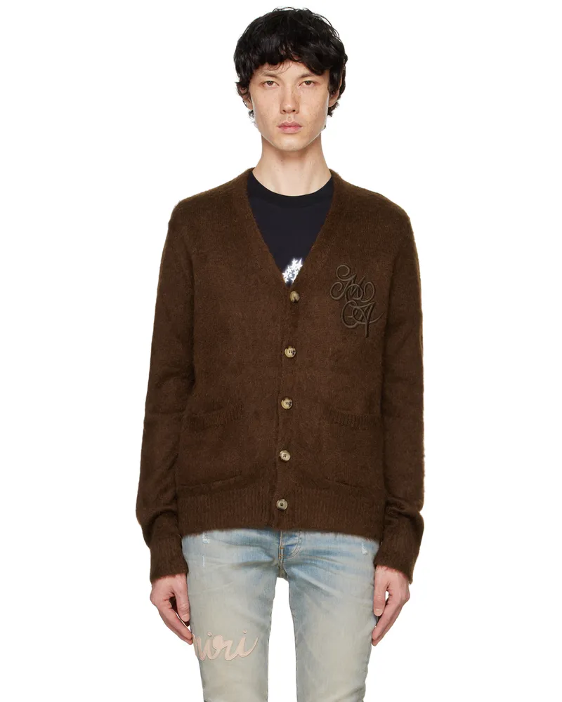 Amiri Brown MA Swirl Cardigan Dark