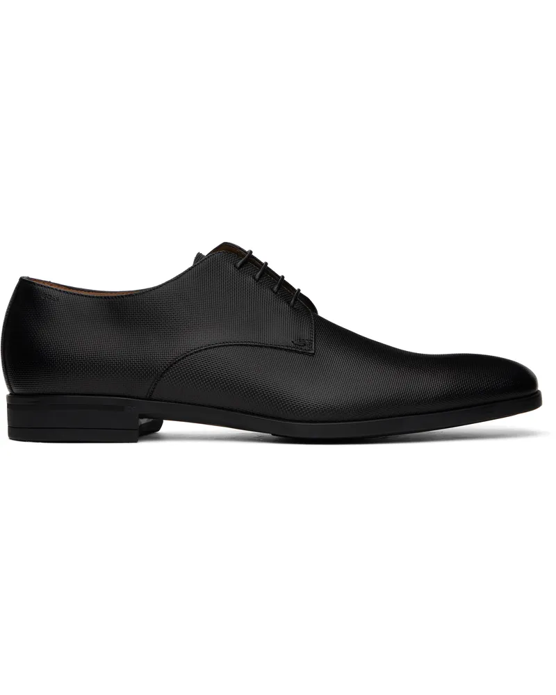 HUGO BOSS Black Structured Leather Derbys 001-black