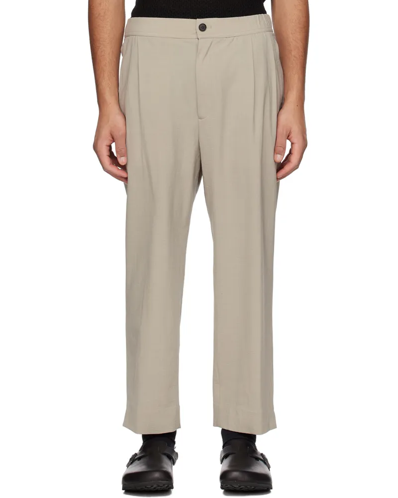 SOLID HOMME Beige Cropped Tapered Trousers 713e