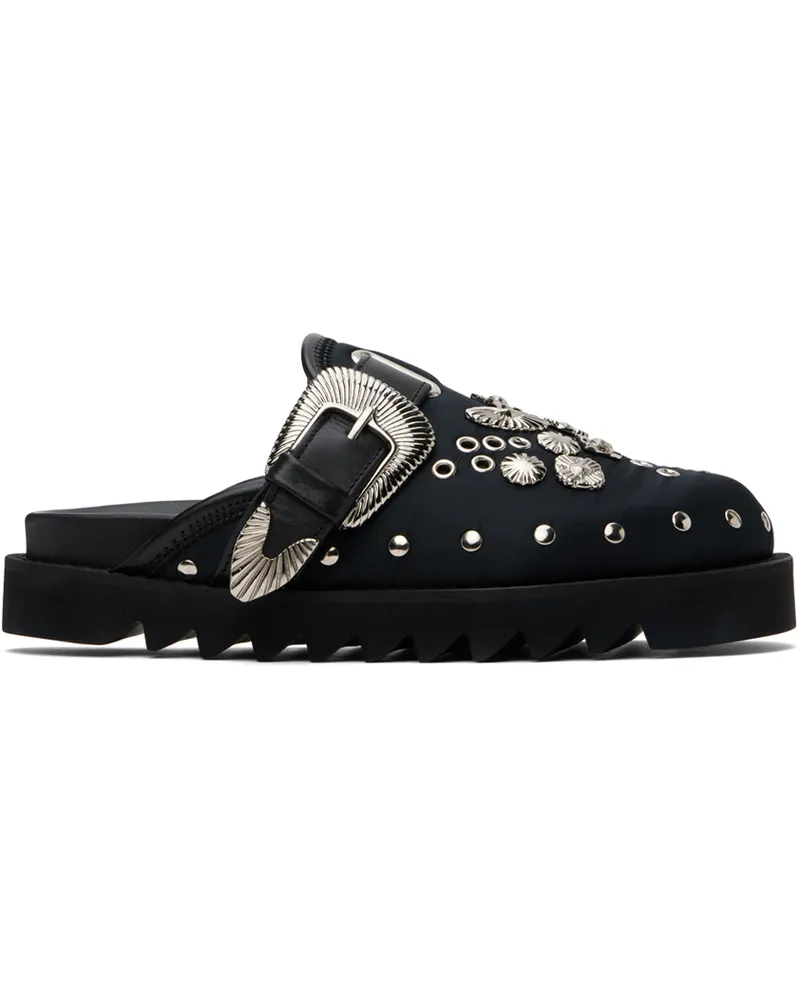 Toga SSENSE Exclusive Black Eyelet Metal Sabot Loafers Aj1058