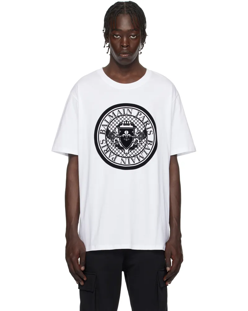 Balmain White 'Balmain Coin' T-shirt Gab