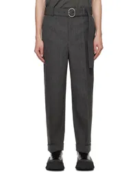 Jil Sander Gray & Black Belted Trousers Dark