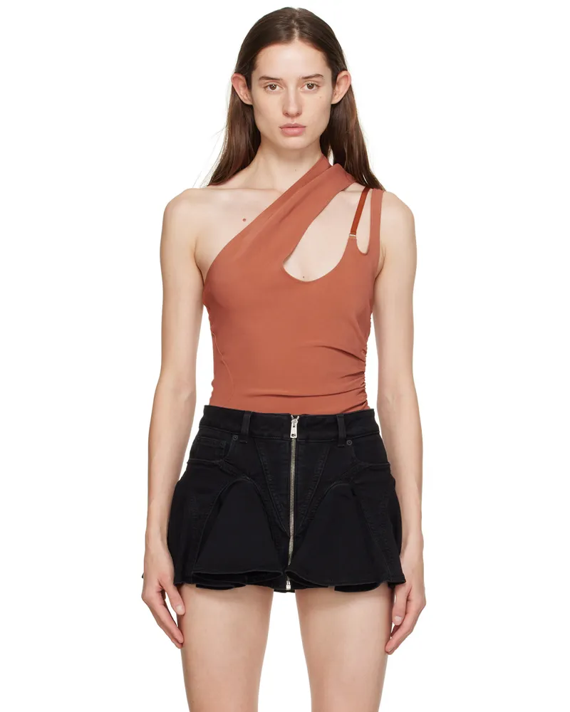 Thierry Mugler Pink Asymmetric Bodysuit 3523