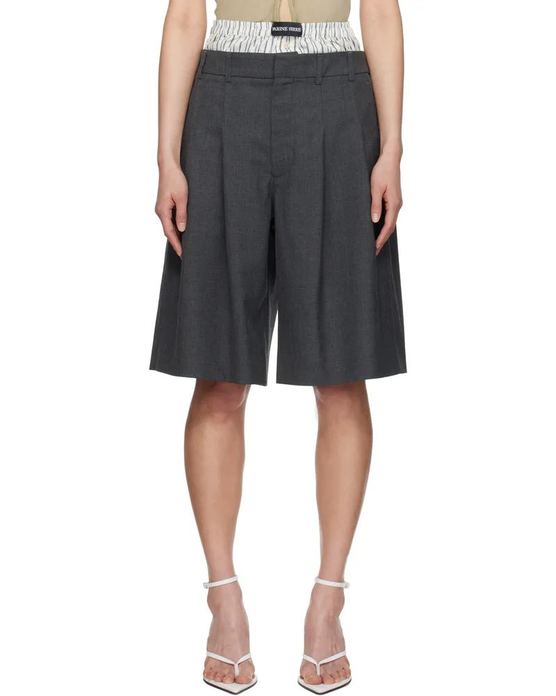 Marine Serre Gray Regenerated Tailoring Shorts Gr50