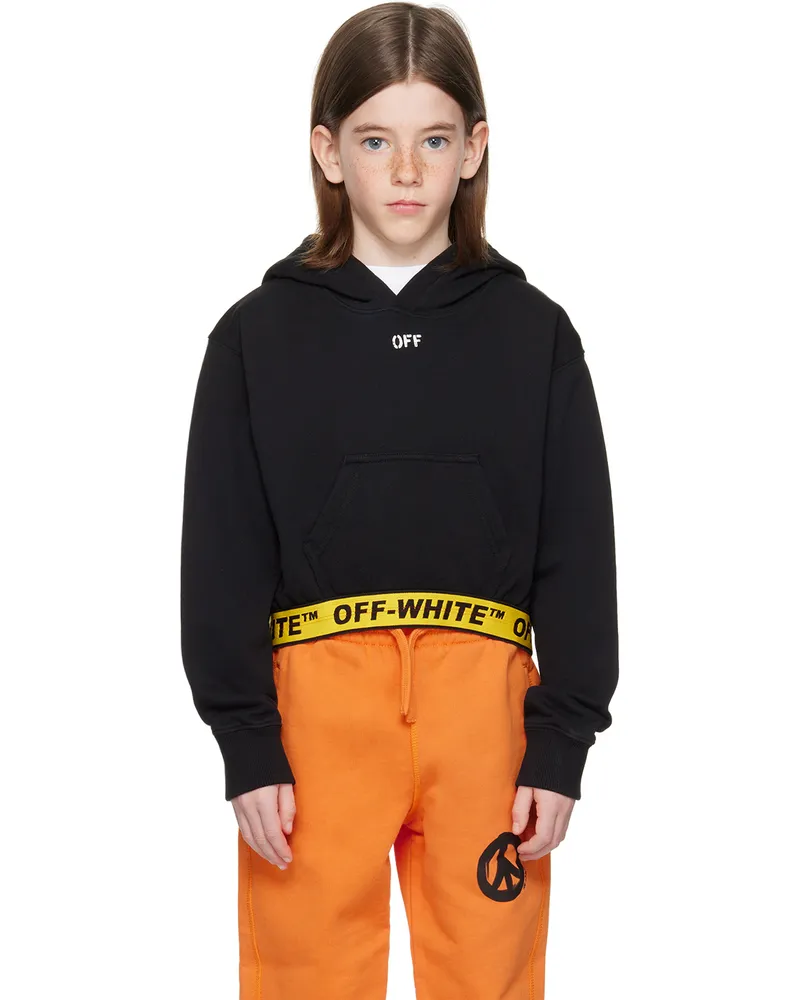 OFF-WHITE Kids Black Printed Hoodie Hoodie