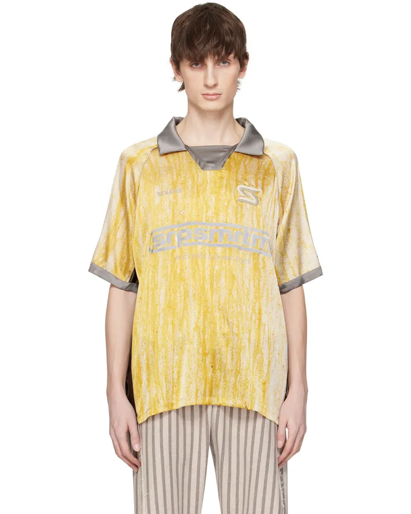 SERAPIS Yellow Drips Silk Football Polo Yellow