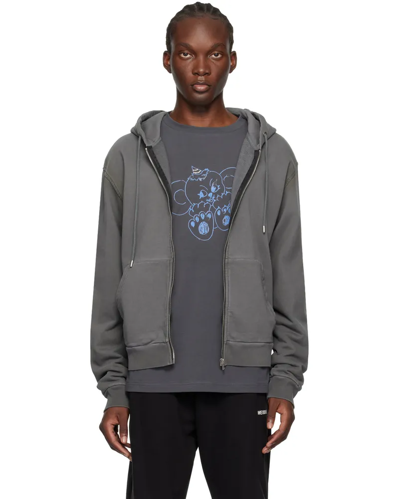 WE 11 DONE Gray Zip Hoodie Charcoal