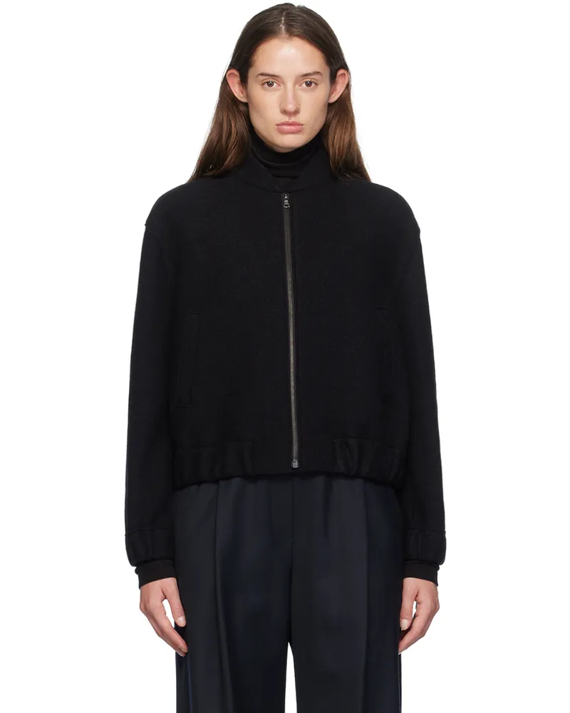 Harris Wharf London Black Cropped Bomber Jacket 199