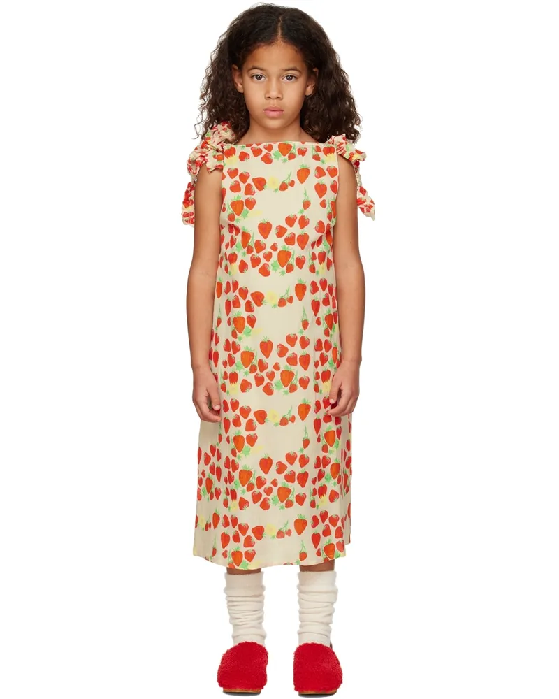 HELMSTEDT Kids Beige Strawberry Dress Strawberry