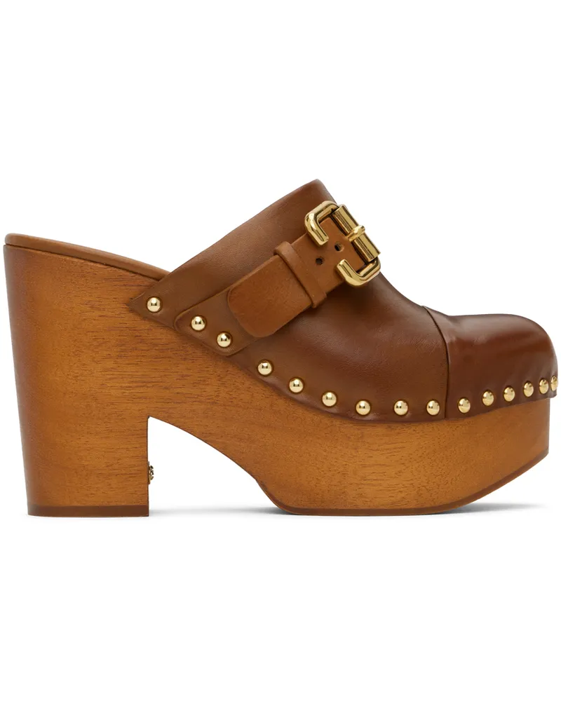 Chloé Brown Jeannette Wedge Clogs 27t