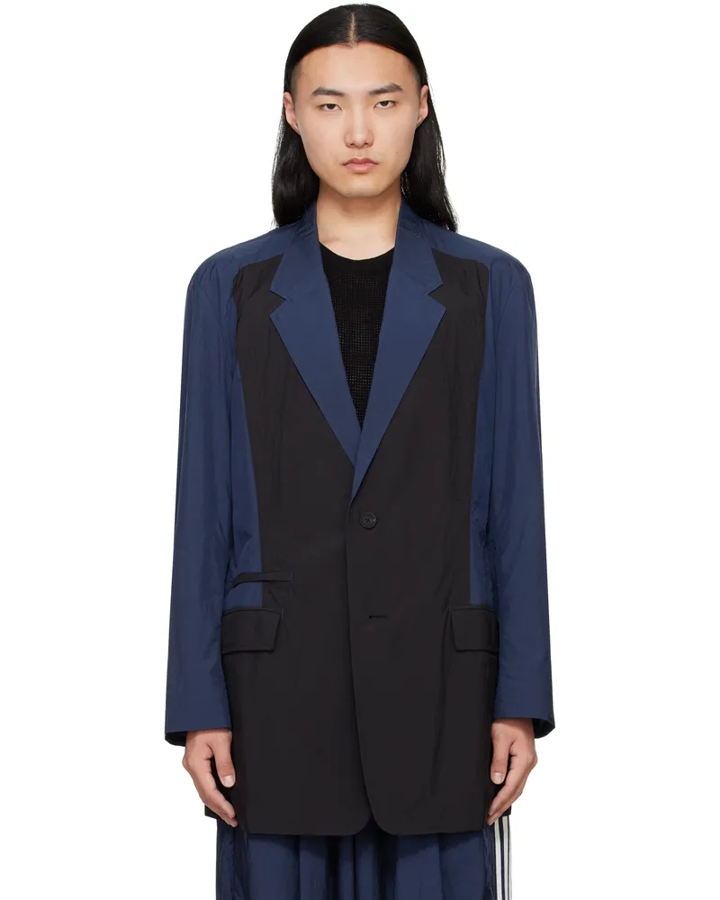 Y-3 Navy & Black Nylon Blazer Blue