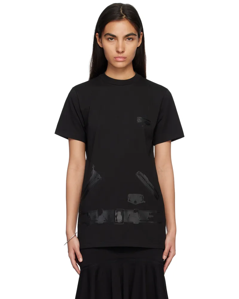 WE 11 DONE Black Printed T-Shirt Black