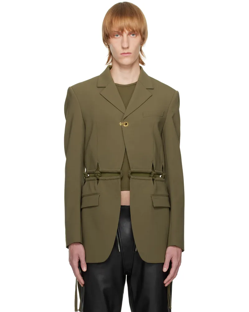 Dion Lee SSENSE Exclusive Green Rope Blazer Ash