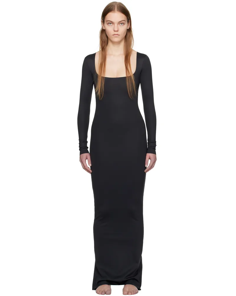 SKIMS Black SKIMS Body Long Sleeve Long Slip Maxi Dress Onyx