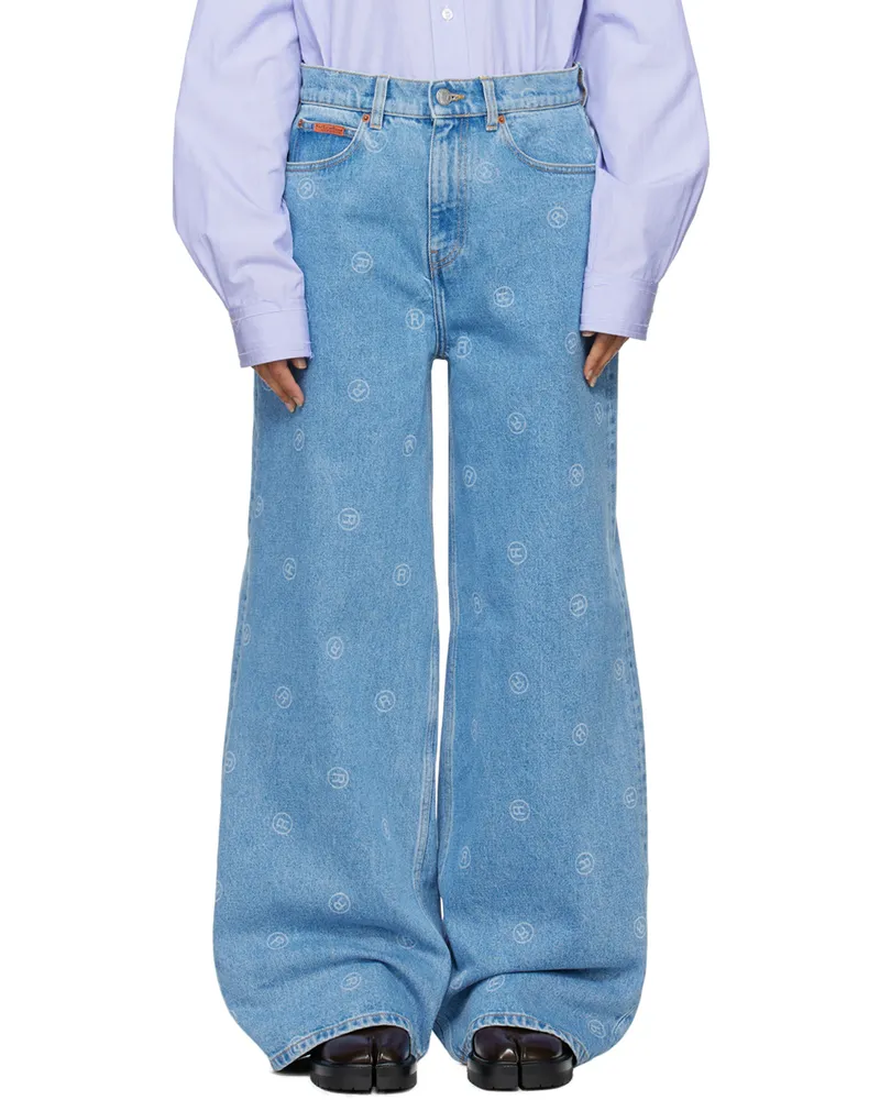 Martine Rose Blue Extended Wide Leg Jeans Blu