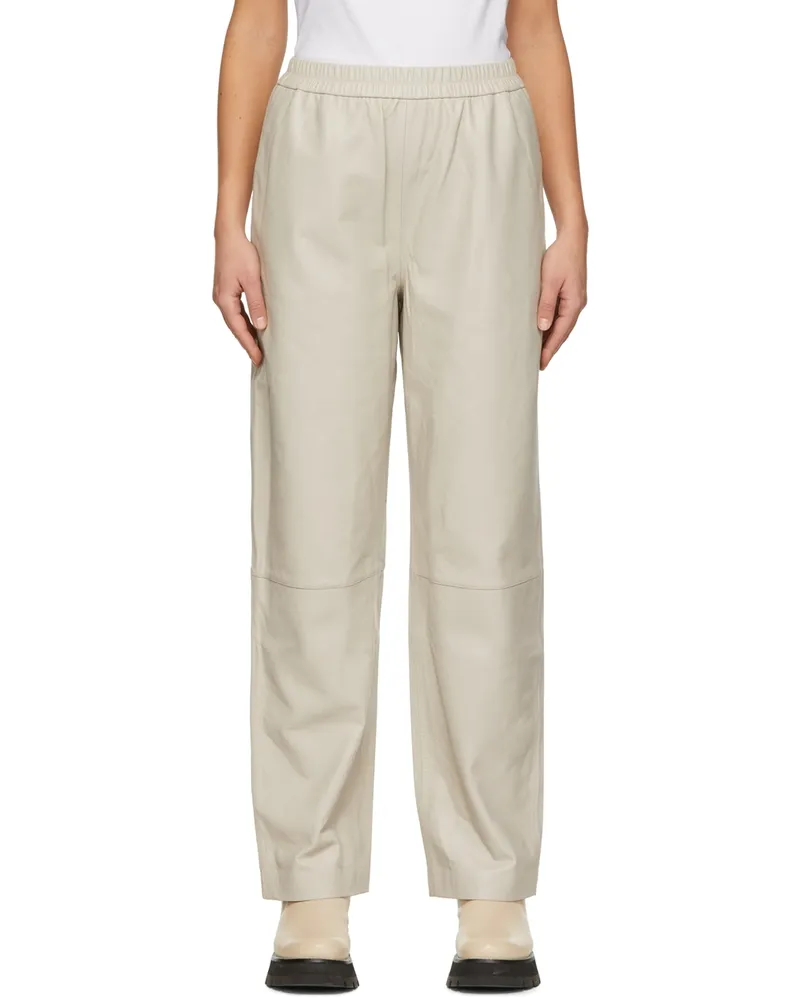 House of Dagmar Taupe Jane Leather Pants Stone