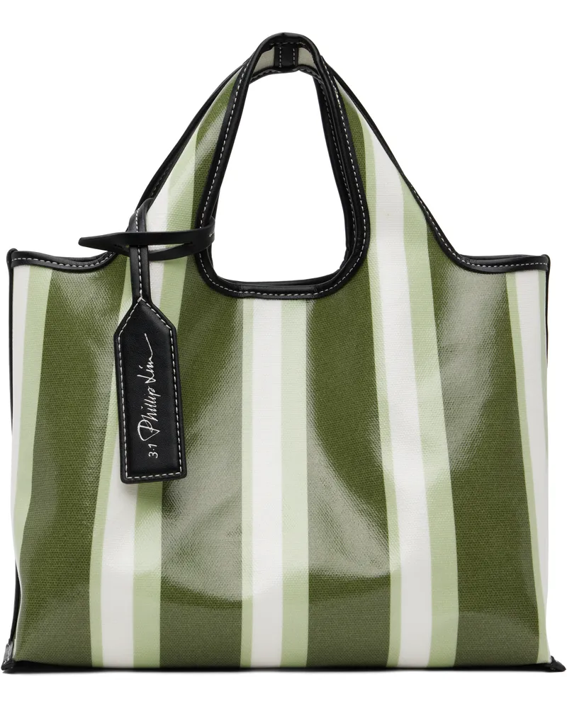 3.1 phillip lim Green & Black Dual Stripe Mini Market Tote Thyme
