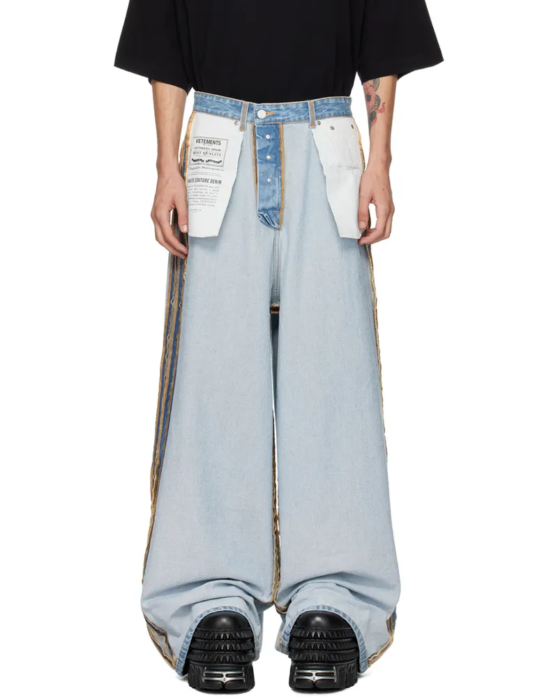 VETEMENTS Blue Inside Out Big Shape Jeans Light