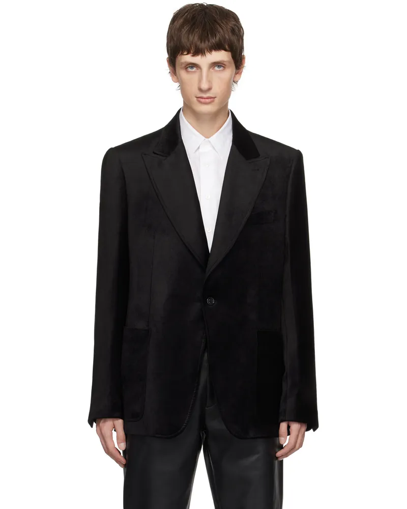 LARDINI Black Peaked Lapel Blazer 999