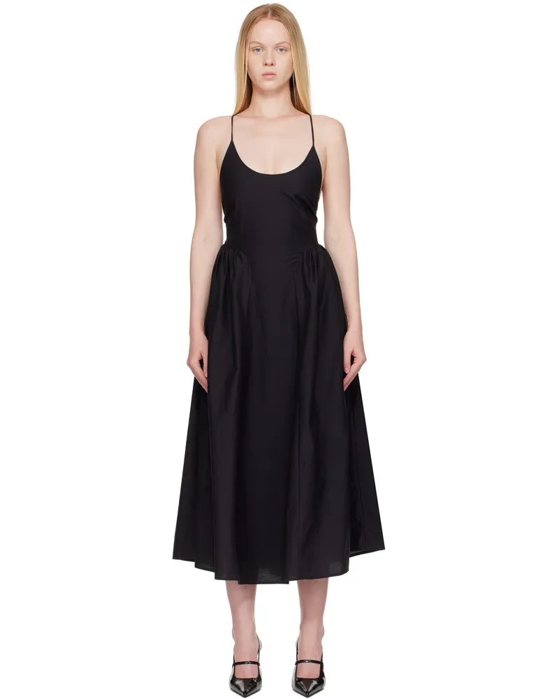 Silk Laundry Black Dive Midi Dress Black