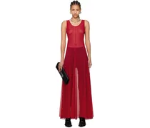 Red Semi-Sheer Maxi Dress